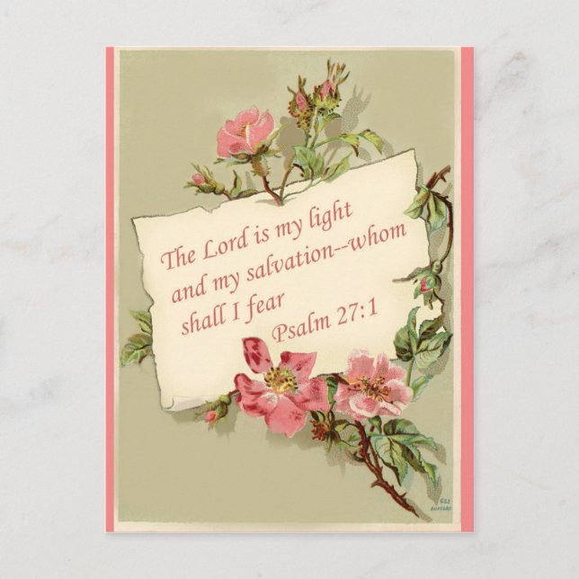 Rosa Vintage Flowers Bible Verse Postcard Vykort (Framsida)
