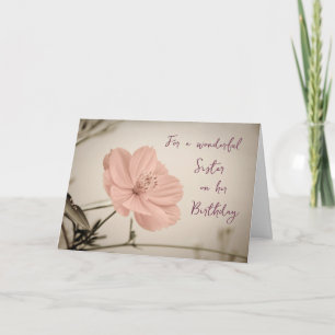Rosa Vintage Flowers Sister Birthday Card Kort