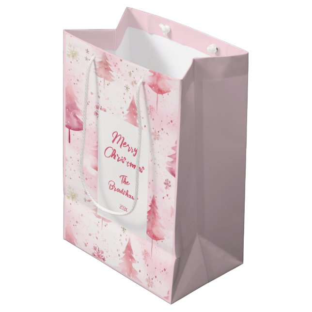 Rosa Vintage Gräs Träd Gift Bag  (Framsidan Vinklad)
