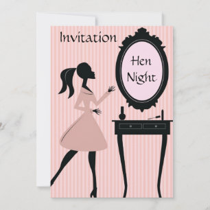 Rosa Vintage Hen Nattinbjudan Inbjudningar