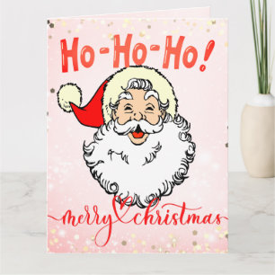 Rosa Vintage Jolly Santa Smiling Ansikte jul Kort