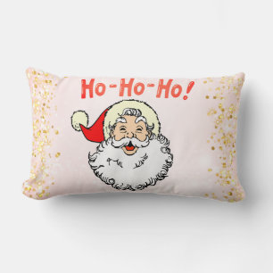 Rosa Vintage Jolly Santa Smiling Ansikte jul Lumbarkudde