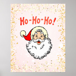 Rosa Vintage Jolly Santa Smiling Ansikte jul Poster