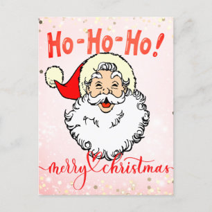 Rosa Vintage Jolly Santa Smiling Ansikte jul Vykort