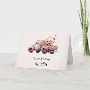 Rosa Vintage Jordbrukarens födelsedag i Lastbil Kort