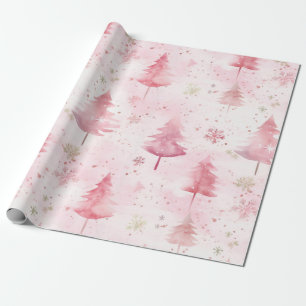 Rosa Vintage jul Gräs Träd Presentpapper