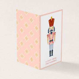 Rosa Vintage jul Nutcracker Foldad Gift-Märkre Kort