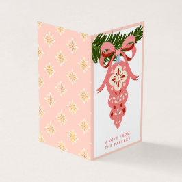 Rosa Vintage jul Ornamed Folded Gift Märkre Kort