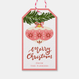 Rosa Vintage jul Ornament Gift Märkre Presentetikett