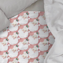 rosa vintage jultomten-vinkling christmas fleecefilt