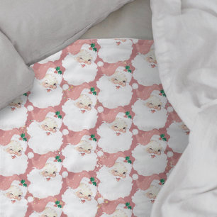 rosa vintage jultomten-vinkling christmas fleecefilt