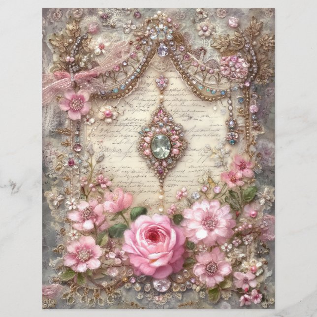 Rosa Vintage Junk Journal Scrapbookpapper (Framsida)