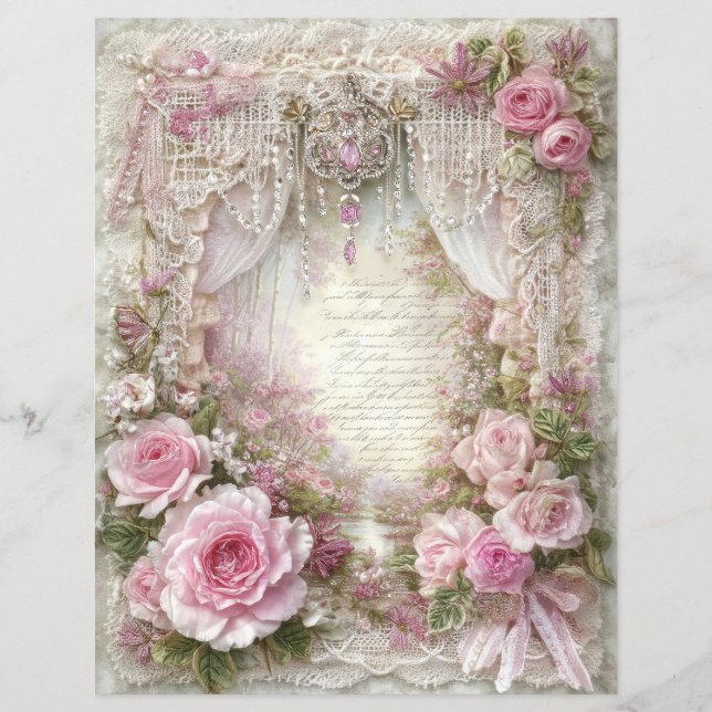 Rosa Vintage Junk Journal Scrapbookpapper (Framsida)