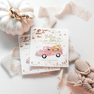 Rosa Vintage Lastbil Höst Pumpa Flick Baby Shower Pappersservett