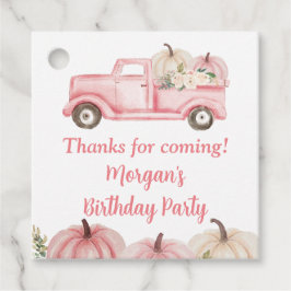 Rosa Vintage Lastbil Pumpkin Födelsedagsfest Gåvor Etiketter
