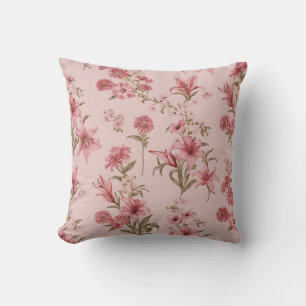 Rosa Vintage Liljor Blommig Cottagecore Kudde