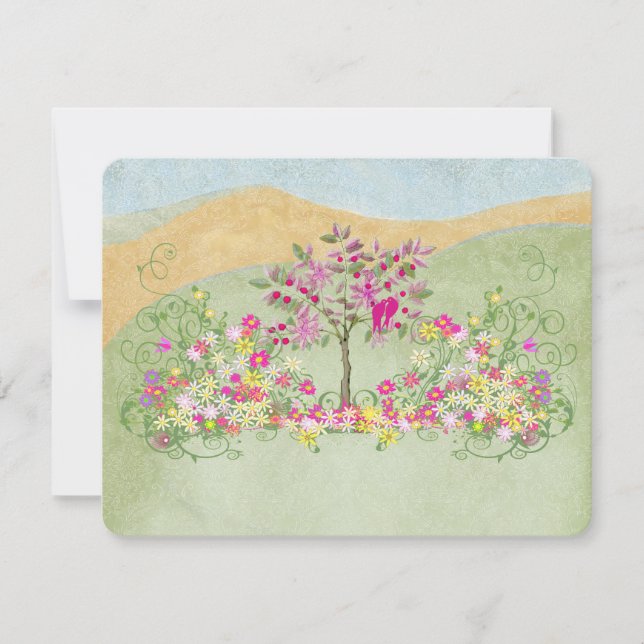 Rosa Vintage Love Bird Flower Swirl Bröllop OSA Kort (Framsida)