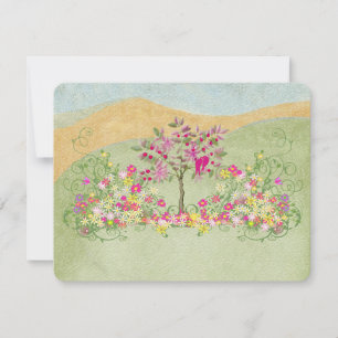 Rosa Vintage Love Bird Flower Swirl Bröllop OSA Kort