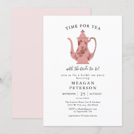 Rosa Vintage Möhippa Tea Party Inbjudningar