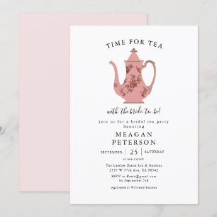 Rosa Vintage Möhippa Tea Party Inbjudningar