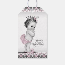 Rosa Vintage Prinsessa Bebis Shower Presentetikett