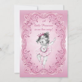 Rosa Vintage Prinsessan Ballerina Babyskor Inbjudningar