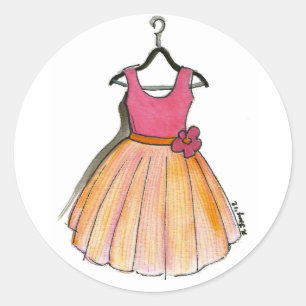 Rosa Vintage Prom Dress Mode Design Retro Stil Runt Klistermärke