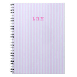 Rosa vintage randig personlig monogram anteckningsbok