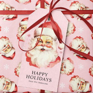 Rosa Vintage Retro Tomte Jul Presentetikett