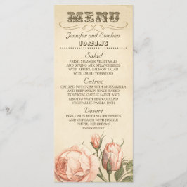 Rosa vintage ro elegant bröllop-menykort meny