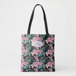 Rosa Vintage Ro Flowers Blommigt Morsa Mammor Bag Tygkasse