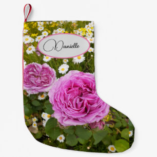 Rosa Vintage Ro Flowers Blommigt Namn Stocking Liten Julstrumpa
