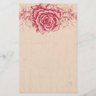 Rosa Vintage Ro Gräns Brevpapper