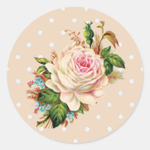 Rosa Vintage Ro Polka dots Stickers Runt Klistermärke