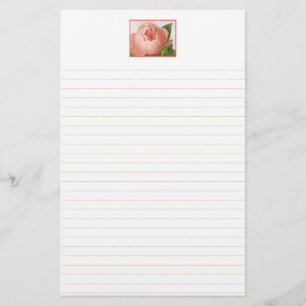 Rosa vintage-ros linjerat brevpapper