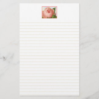 Rosa vintage-ros linjerat brevpapper