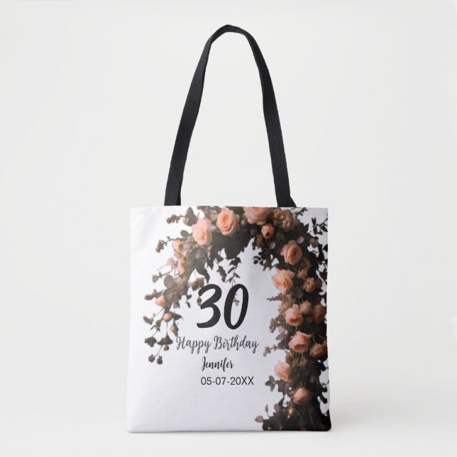 Rosa vintage ros modern 30-årsdag  tygkasse (Framsida)