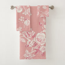 Rosa Vintage Ros Toile Blommönster