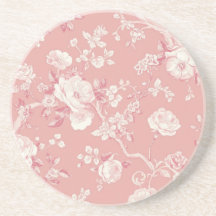 Rosa Vintage Ros Toile Blommönster