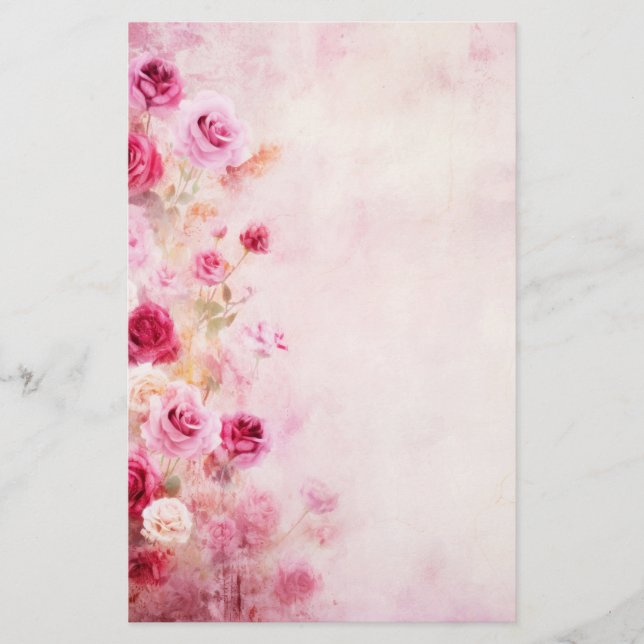 Rosa Vintage Rosor Brevpapper (Framsida)