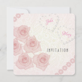 Rosa vintage rosor inbjudan av par