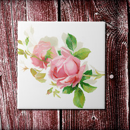 Rosa vintage rosor kakelplatta