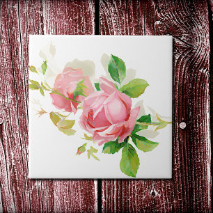 Rosa vintage rosor kakelplatta