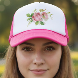 Rosa vintage rosor keps