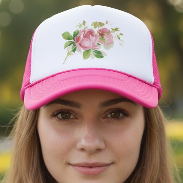 Rosa vintage rosor keps (Skapare uppladdad)