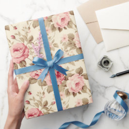 Rosa Vintage Rosor Presentpapper