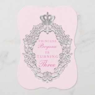 Rosa Vintage Sagoprinsessa Festin Invitation Inbjudningar