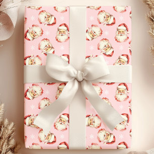 Rosa Vintage Santa Claus Ansikte Akvarell Presentpapper