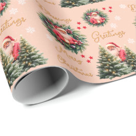 Rosa vintage Santa Claus-present Presentpapper