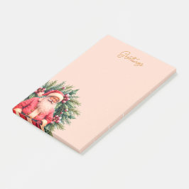 Rosa Vintage Santa Högtidlig Design Post-it Block